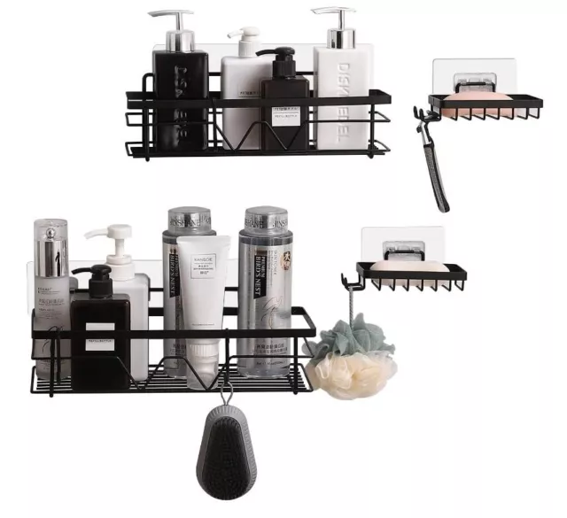 4 Pieces Shower Corner Pole Caddy Shelf  Bathroom Wall Storage Racks~