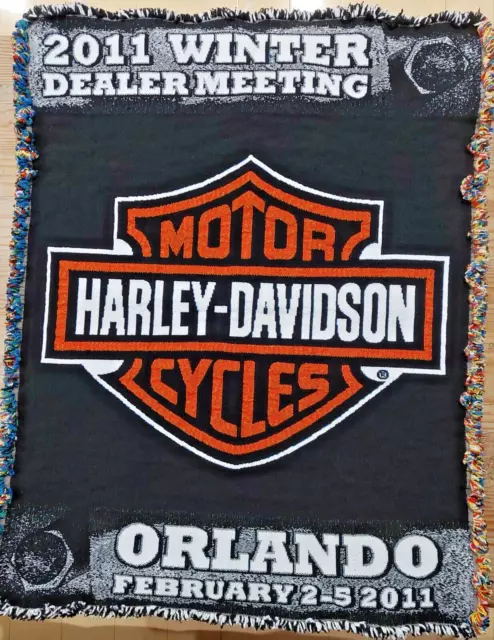 HARLEY DAVIDSON Throw Blanket 2011 Winter Dealer Meeting ORLANDO Bikers 34"X44"