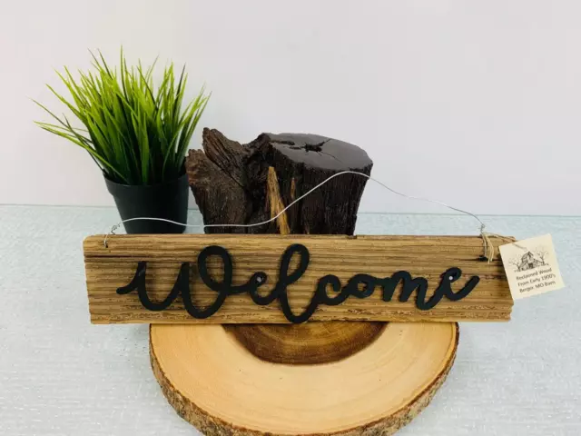 Wooden Welcome Sign With Reclaimed Wood From Early 1900’S