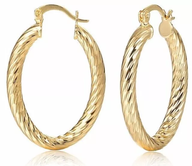 Large Creole Hoop Earrings 18k Gold Pltd 50mm Hoops Pair Womens Gift