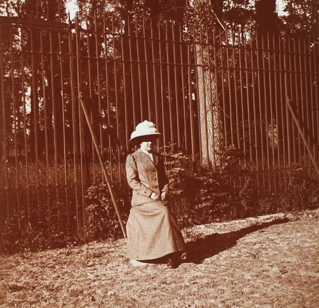 Femme Chapeau Mode c19210 Photo Stereo Plaque de Verre Vintage V39nL2