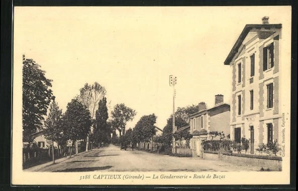 CPA Captieux, La Gendarmerie, Route de Bazas