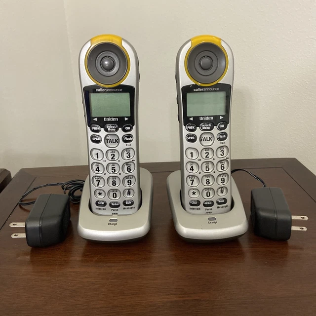 UNIDEN AMWUC518 SINGLE Line Cordless Phone Yellow Handset Base Lot of 2