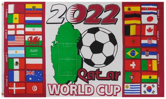 3X5 World Cup Qatar 2022 (Groups) Premium 3'x5' Polyester Flag Banner (FI)