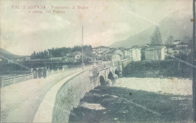 t193 cartolina val d'astico panorama di seghe e ponte sul posina vicenza