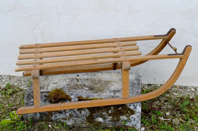 Ancienne Petite Luge Traîneau D'enfant Métal Et Bois Ca1900 Loches 37600