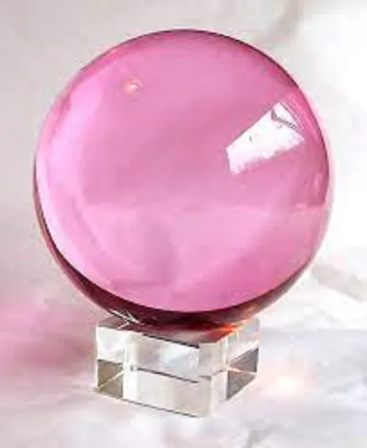 Pink Crystal Ball 80mm  Glass Lens Sphere Photography Decoration In Gift Box