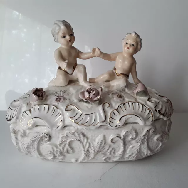 Vintage Royal Sealy Cherub Candy Dish Shabby Chic Romantic Decor