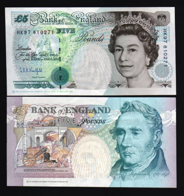 GREAT BRITAIN 5 POUNDS P-385 HK97 Prefix QUEEN England QE Commemorative UNC NOTE