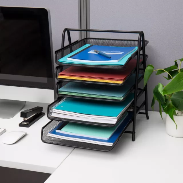 Mind Reader Desk Organizer with 5 Sliding Trays,