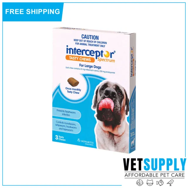 Interceptor Spectrum Tasty Chews For Large Dogs 22 To 45Kg Blue 3 Chewables