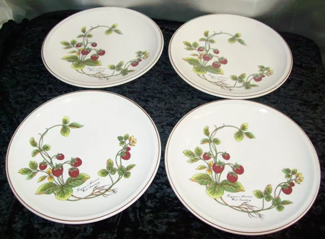 Wood Strawberry Set Of 4 Botanical Garden Dinner Plates Jepcor International