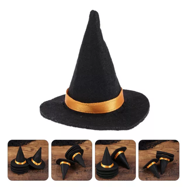 Hemoton 10pcs Miniature Doll House Witch Hats Mini Halloween Witch Hats Doll House Props