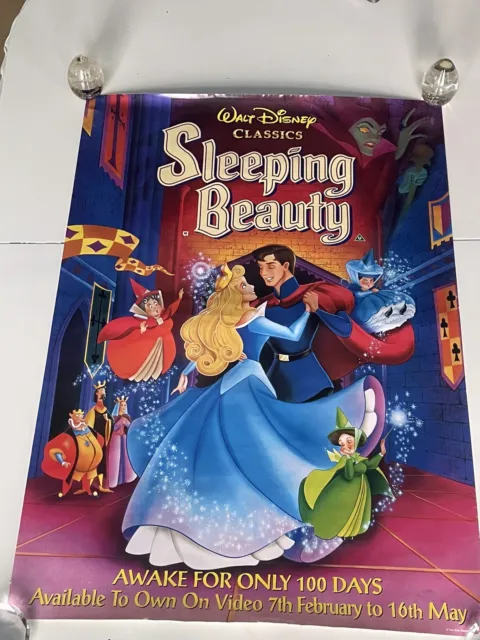 Large RARE vintage DISNEY CLASSICS POSTER, SLEEPING BEAUTY VHS release 1990s