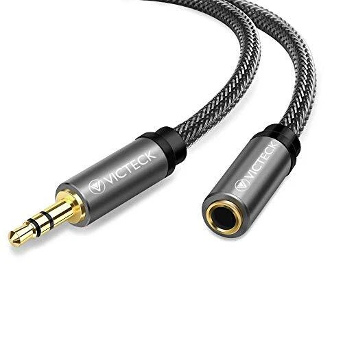 VICTECK Rallonge Jack Audio 3 Mètres, Nylon Tressé Jack Stéréo Câble 3.5mm Mâle