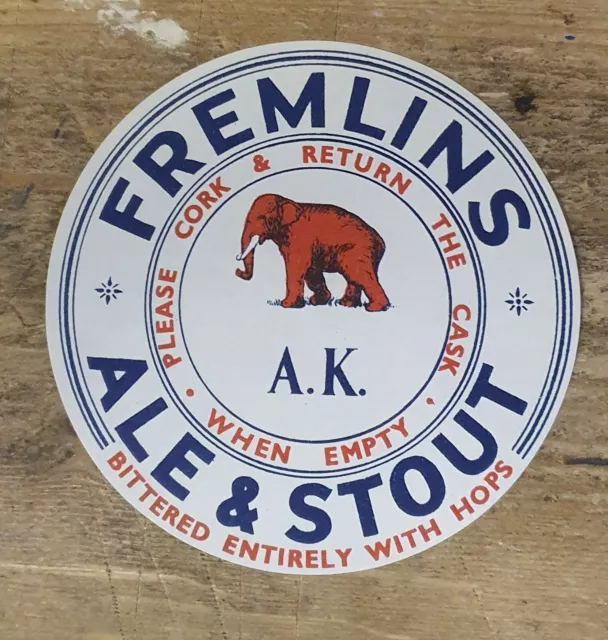 VINTAGE 1950s FREMLINS ALE CASK LABEL, MAIDSTONE