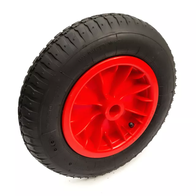 3.50-8 Wheel Pneumatic Tyre & Inner Tube 14 Inch Red 1" Bore Wheelbarrow Barrow