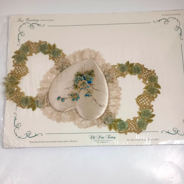 Old Print Factory Fan Greetings Puffed Heartwith Envelope