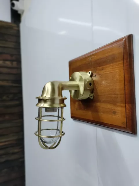 Victorian Style Satin Brass Finish Bulkhead Exterior Wall Mount Light Fixture