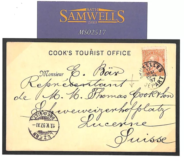 MS2517 1897 Belgium THOMAS COOK *Tourist Office* Stationery Card Switzerland