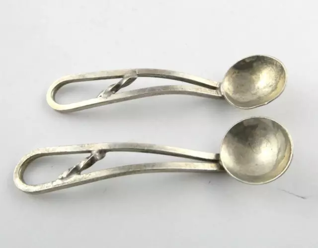 Vintage Fleetwood Mano Argento Sterling Set Di 2 Sale Riserva Cucchiai Vgood