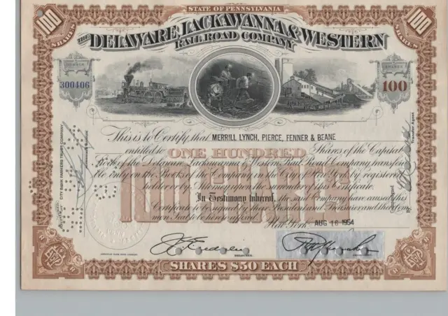 Delaware, Lackawanna & Western Railroad Company...1954 Common Stock Certificate