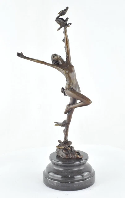 Estatua Bailarín Sexy Art Deco Estilo Art Nouveau Estilo Bronce sólido Firmado