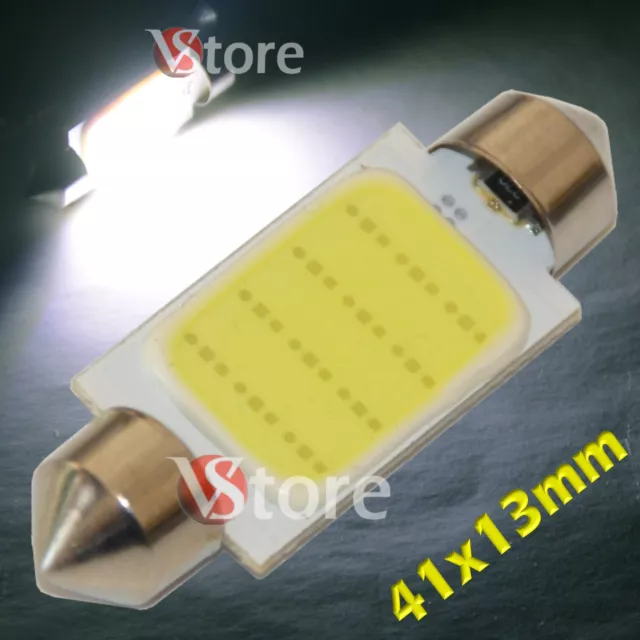 2 LED Festoon 41mm COB SMD 12 Chip BIANCO Lampade Luci Lampadine Interno Targa