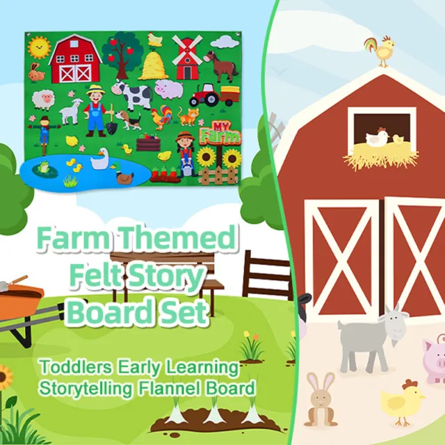 3.5Ft Children's Early Teaching Felt Board Toy Farm Animals Felt-Board Story Set