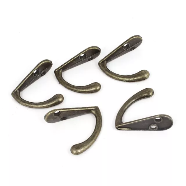 Robe Clothes Hat Coat Wall Hanging Hooks Single Prong Hanger Bronze Tone 5 Pcs