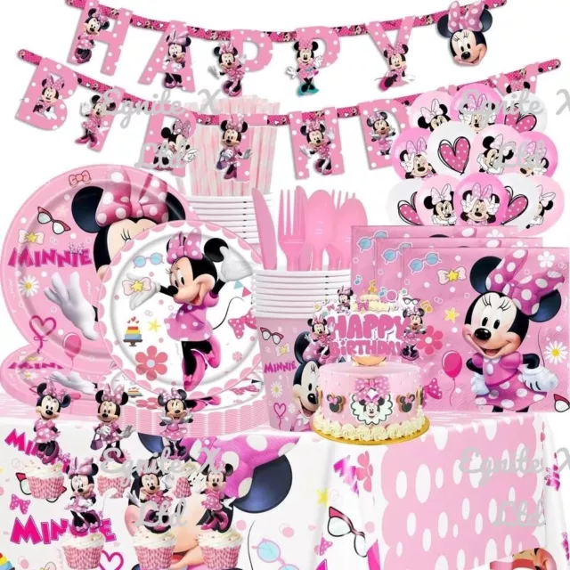 Minnie Mouse Girls Birthday Decorations Tableware Party Supplies Balloons Banner