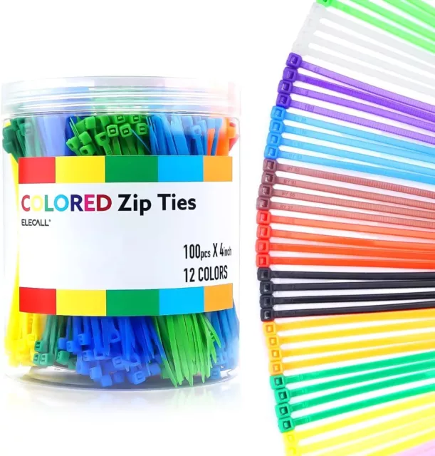 1200Pcs Small Colored Zip Ties 12 Colors 4 Inch Multicolor Zip Ties Assorted Col