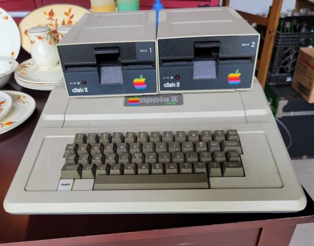 Vintage Apple II Plus Computer Powers Up