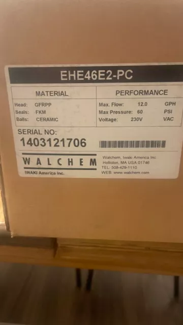 Walchem Chemical Metering Pump  EHE46E2-PC