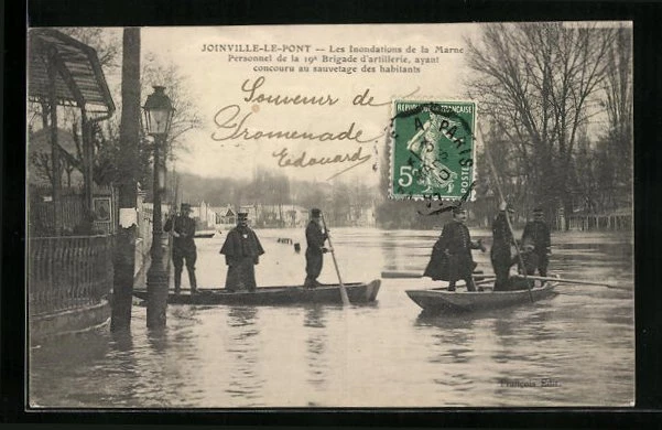 CPA Joinville-le-Pont, Inondations 1910, Personnel de la 19e Brigade d´artiller