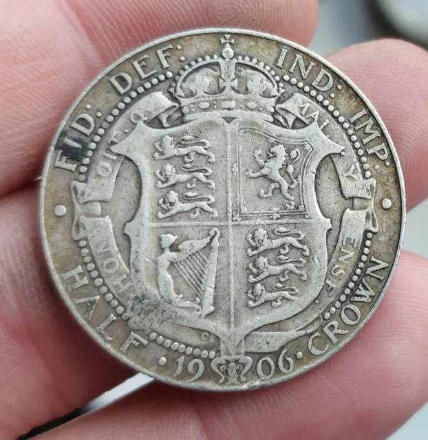 Rare Low Mintage 1906 Silver Half Crown Edward VII