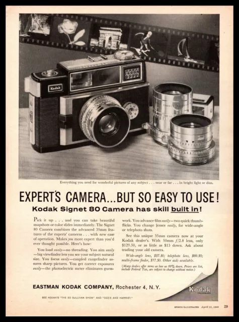 1960 Eastman Kodak Signet 80 35mm Camera With 50mm f/2.8 Lens Vintage Print Ad