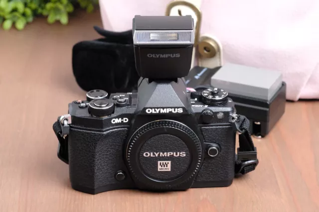 Olympus OM-D E-M5 Mark II 16.1MP Digital SLR Camera Body Only w/Flash & Bag