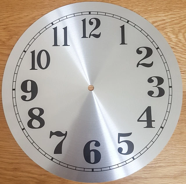 NEW 12 Inch Clock Dial Face Brushed Silver Finish 305mm Arabic