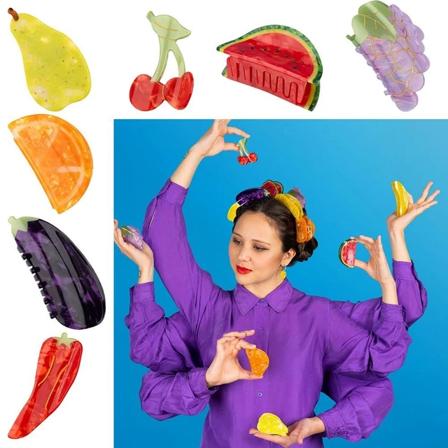 Clip con design di frutta e verdura Supporto per coda di cavallo Forcine dolci
