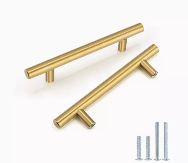 50 Pack 4" Kitchen Dresser Pull Brass Door Handle,Stainless Steel Cabinet Pull 2