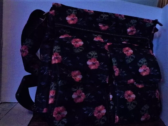 Lug Travel Bag Happy Camper Rfid Crossbody Pockets Galore Med Navy Orange Flower