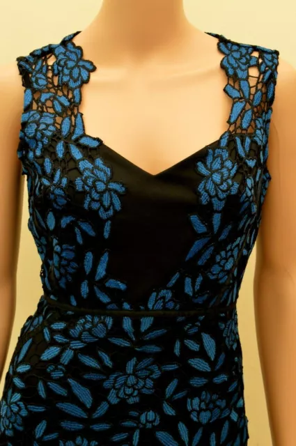 New Lipsy Blue V Neck Lace Applique Dress Sz UK 8 10 12 14 16 reg & petite