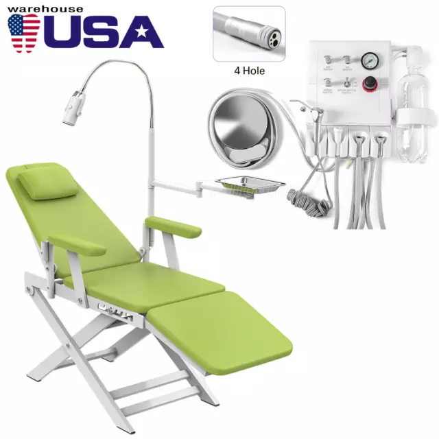 Dental Portable Mobile Folding Chair LED Light/Air Turbine Unit 4 Hole USA