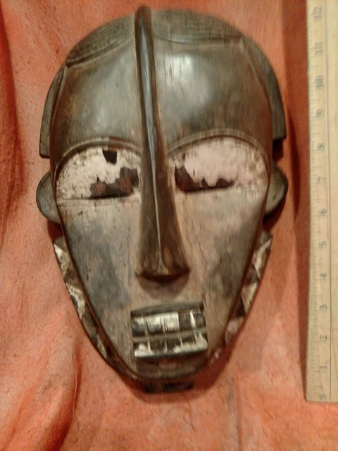 Old Yaure Baule Mask with Colorant Highlights — Authentic Wood African Art