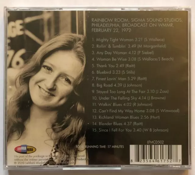 Bonnie Raitt The Lost Broadcast Philadelphia 1972 CD New Sealed LFMCD502 2