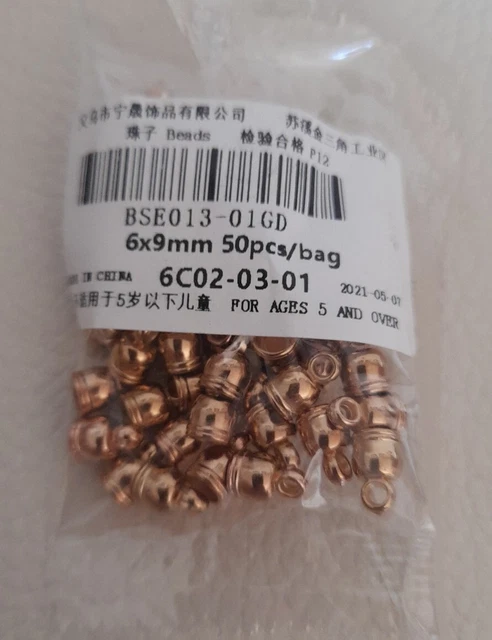 Tappi Cappucci Terminali per Collane Monili Fai da te colore oro 50pezzi 6mmx9mm