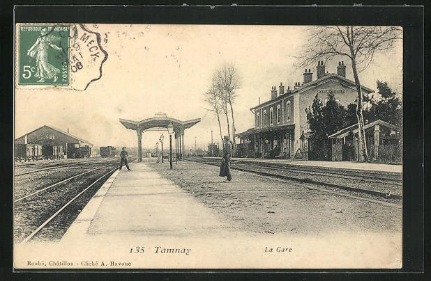CPA Tamnay-Chatillon, Intérieur de la Gare, La Gare von der Gleisseite 1908