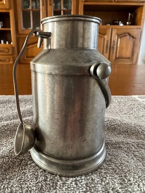 Théière Et Pot à Lait En étain Du Manoir Vintage - Anse Bois, Argenté - Occasion TB État