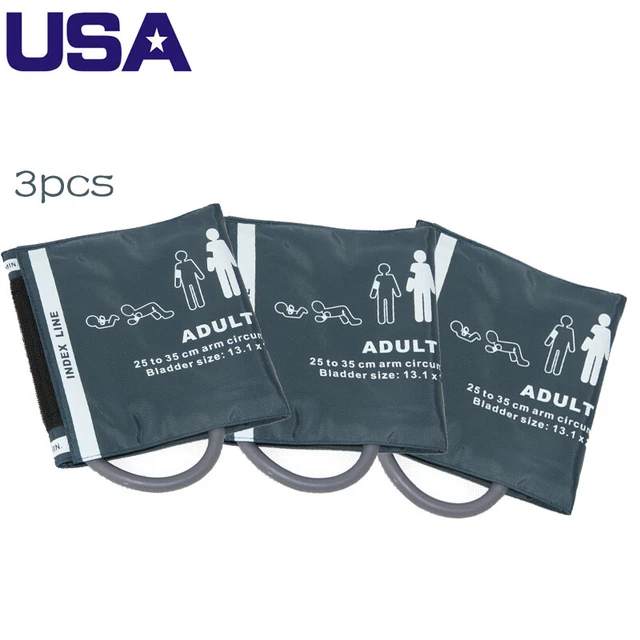 New Reusable One-tube NIBP / Blood pressure Cuff Fits Adult，US Located,Bag of 3